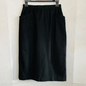 Vintage 80s Size 8 Forenza Skirt - Black Wool Pockets Buttons Sportwear